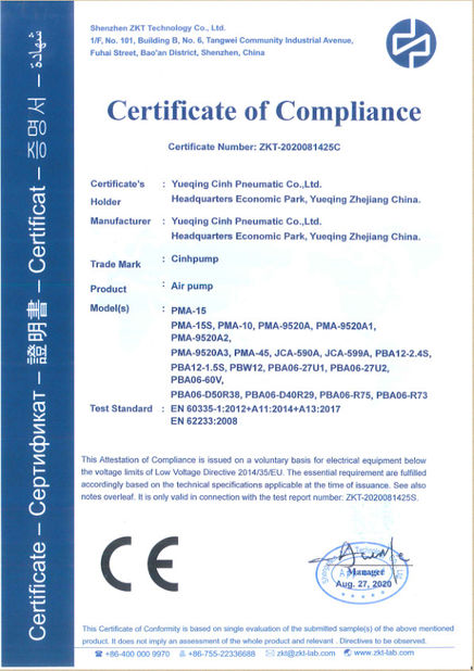 China Cinh group co.,limited Certificações